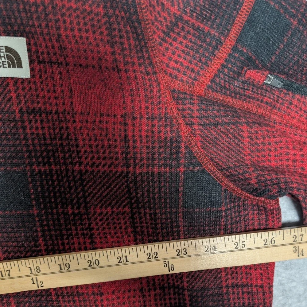 The North Face Sweater Quarter Zip Pullover Mens XXL Red Plaid Fleece Lumberjack